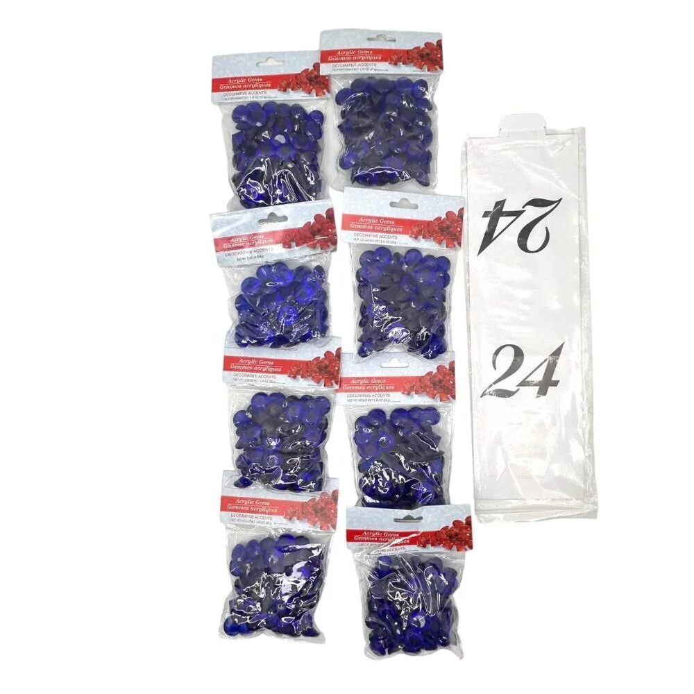 LOT OF 8 NEW PACKAGES ROYAL BLUE ACRYLIC GEMS TABLE #'S WEDDING PARTY